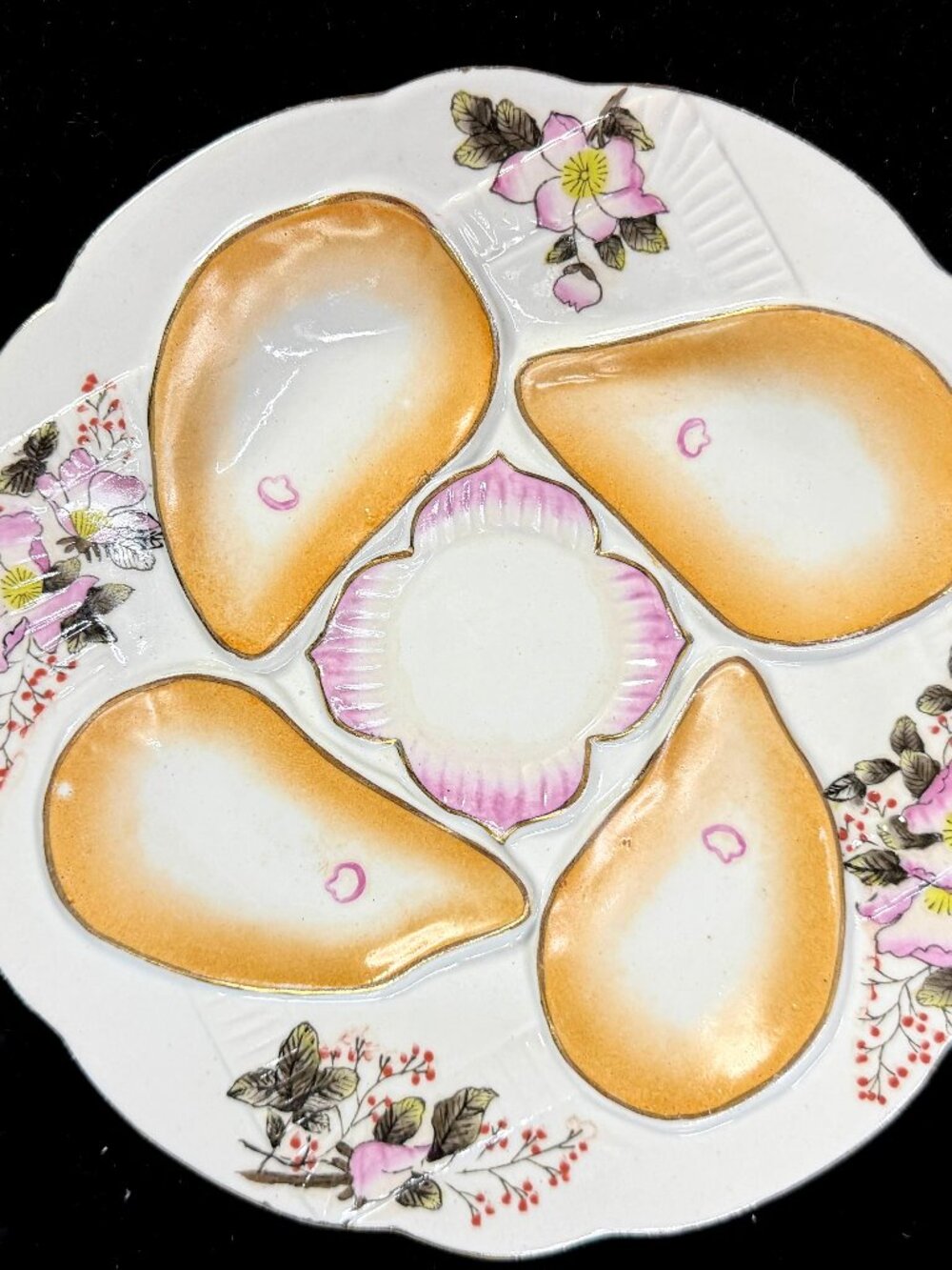 Antique Nippon Morimura Oyster Plate Pink Floral Gold 8.5" c1911-1921 A1265